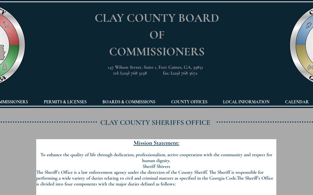 Clay County Sheriff page describing criminal warrant service
